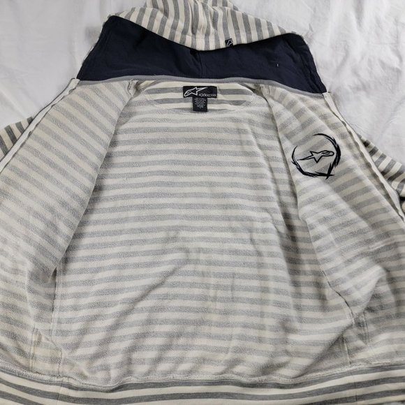 Alpinestars Small White Gray Full Zip Hoodie Sweater Long Sleeve Casual Outdoors - Picture 3 of 11